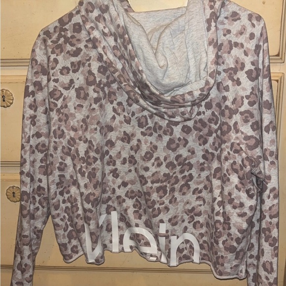 Calvin Klein Leopard Print Hoodie - Pink and White - Picture 2 of 3